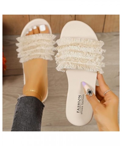 Teen Girls Breathable Slippers Women Slippers Fashion Summer Pattern Beach Slippers Comfy Flat Large Non Slip B-beige $16.70 ...