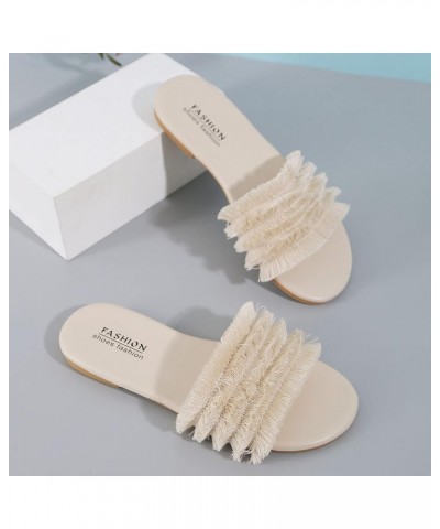 Teen Girls Breathable Slippers Women Slippers Fashion Summer Pattern Beach Slippers Comfy Flat Large Non Slip B-beige $16.70 ...