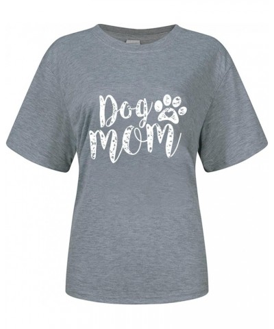 Women's T Shirt Print Cute T Shirt Cute Dog Mom Short Sleeve T Shirt Shirt Set Women Grey $11.36 Sandals