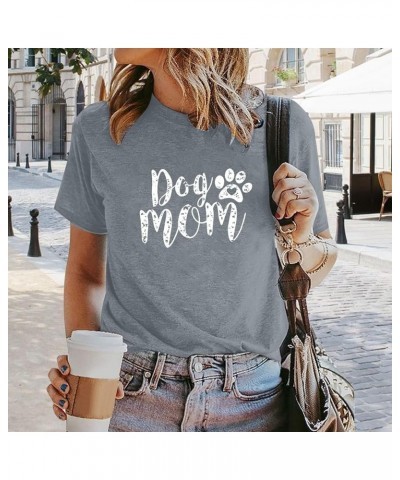 Women's T Shirt Print Cute T Shirt Cute Dog Mom Short Sleeve T Shirt Shirt Set Women Grey $11.36 Sandals