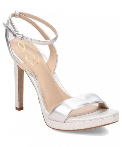 Womens Jade Ankle Strap Heel Soft Silver $17.62 Sandals