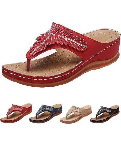 Wedge Sandals Orthopedic Sandals for Women Summer with Arch Support Anti-Slip Sandals Comfortable Walking Beach Sandals Y1-re...