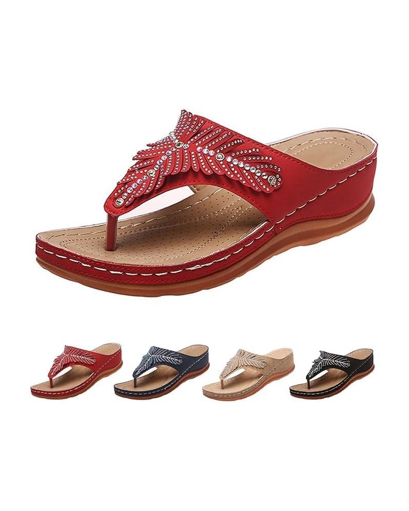 Wedge Sandals Orthopedic Sandals for Women Summer with Arch Support Anti-Slip Sandals Comfortable Walking Beach Sandals Y1-re...