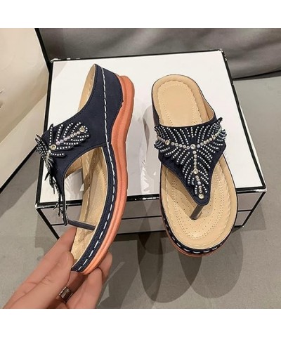 Wedge Sandals Orthopedic Sandals for Women Summer with Arch Support Anti-Slip Sandals Comfortable Walking Beach Sandals Y1-re...