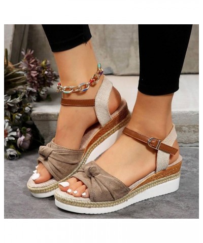 Women's Wedge Platform Shoes Comfortable Soft Orthotic Sandals Elastic Flats Casual Summer Boho Slippers 118-ixpyn-khaki-5 $1...