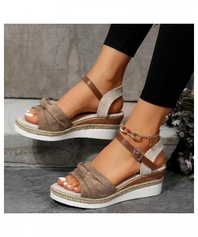 Women's Wedge Platform Shoes Comfortable Soft Orthotic Sandals Elastic Flats Casual Summer Boho Slippers 118-ixpyn-khaki-5 $1...