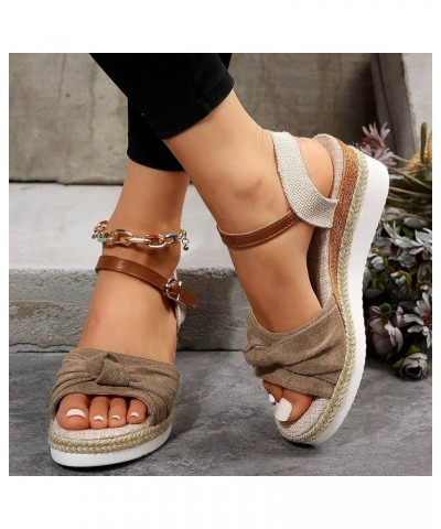 Women's Wedge Platform Shoes Comfortable Soft Orthotic Sandals Elastic Flats Casual Summer Boho Slippers 118-ixpyn-khaki-5 $1...