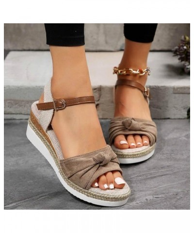 Women's Wedge Platform Shoes Comfortable Soft Orthotic Sandals Elastic Flats Casual Summer Boho Slippers 118-ixpyn-khaki-5 $1...