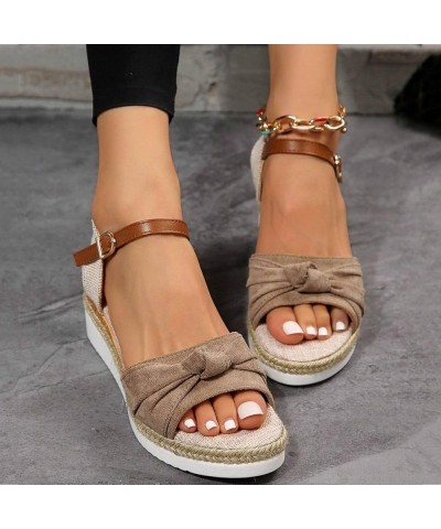 Women's Wedge Platform Shoes Comfortable Soft Orthotic Sandals Elastic Flats Casual Summer Boho Slippers 118-ixpyn-khaki-5 $1...