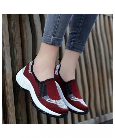 Women Shoes Breathable Mesh Shoes Fashion Outdoor Hiking Shoes Women Single Mesh Casual Casual Shoes for Women Wedges (Purple...