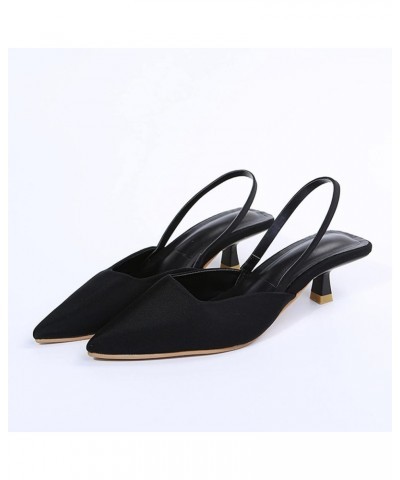 High Heel Boots for Women Size 5 Casual Elastic Toe Women High Band Heels Pointed Women's High Heels Shoes for Women Black $1...