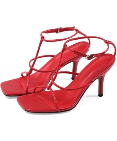 Summer mid-Heel Open-Toe Sandals Fashion Everyday Walking 8.5CM Women's Shoes Red $33.55 Sandals