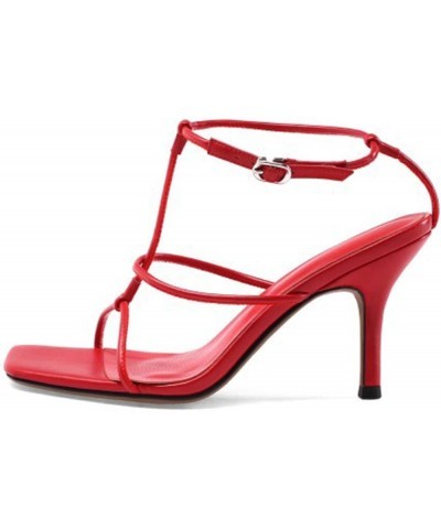 Summer mid-Heel Open-Toe Sandals Fashion Everyday Walking 8.5CM Women's Shoes Red $33.55 Sandals