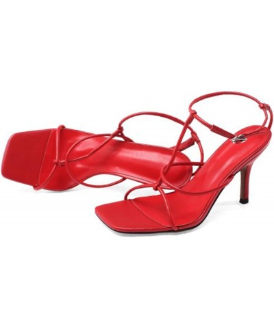 Summer mid-Heel Open-Toe Sandals Fashion Everyday Walking 8.5CM Women's Shoes Red $33.55 Sandals