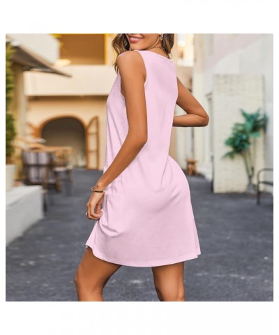 Womens Summer Dresses 2024 Vacation Casual Beach Mini Sundresses Boho Sleeveless Tank Dress Resort Wear with Pockets Aa-pink ...