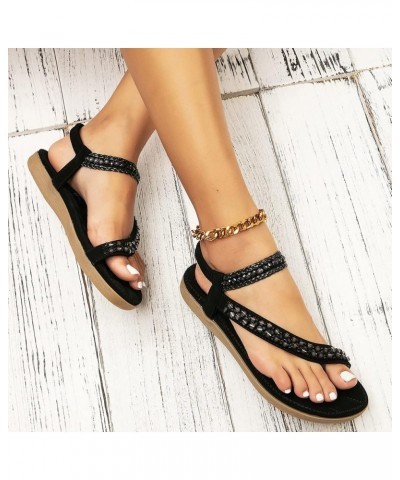 Platform High Heels for Women Platform Espadrilles Sandals Wedges Open Toe Elastic Band Thong T-Strap Slide Sandals 90-ixpyn-...