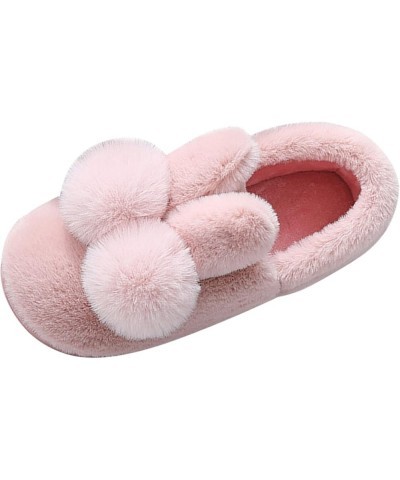 Ladies Low Heel Shoes Couples Women Slip On Furry Plush Flat Home Winter Round Toe Keep Warm Solid Color Shoes Pink $12.70 Flats