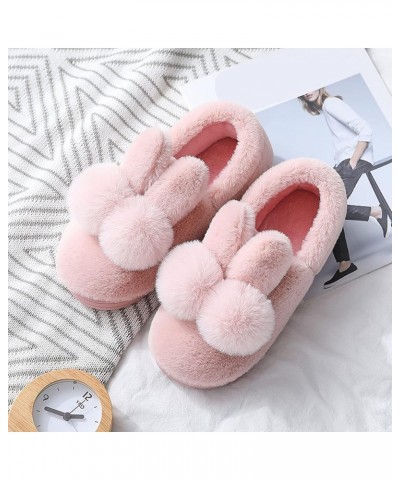 Ladies Low Heel Shoes Couples Women Slip On Furry Plush Flat Home Winter Round Toe Keep Warm Solid Color Shoes Pink $12.70 Flats