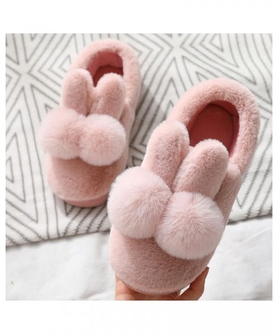 Ladies Low Heel Shoes Couples Women Slip On Furry Plush Flat Home Winter Round Toe Keep Warm Solid Color Shoes Pink $12.70 Flats