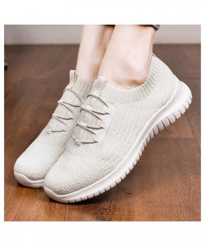 Women's Slip On Walking Shoes Lightweight Casual Running Sneakers A/Beige $28.55 Athletic Shoes