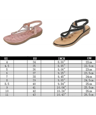 Women's Dress Rhinestones Flipflops Flat Sandals Ankle Strap Slingback Elastic Boho Beach Thong Sandal Golden $23.96 Sandals