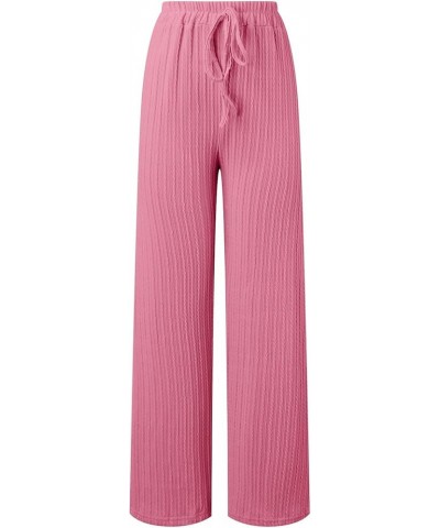 Young Work Outfits Knit High Elastic Waist Elastic Waist Pant Wide Leg Pant Pants Trousers Women Business Pink-pants Hangers ...