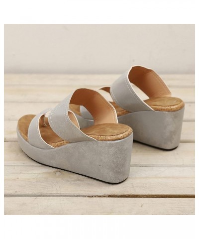 Wedge Sandals for Women, Women's Summer Slip-On Wedges Hollow Out Beach Open Toe Breathable Sandals Shoes Z 04-silver $15.62 ...