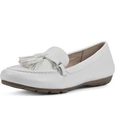 Women's Gush Driving Moccasin Loafer Flat White/Smooth $26.24 Loafers & Slip-Ons