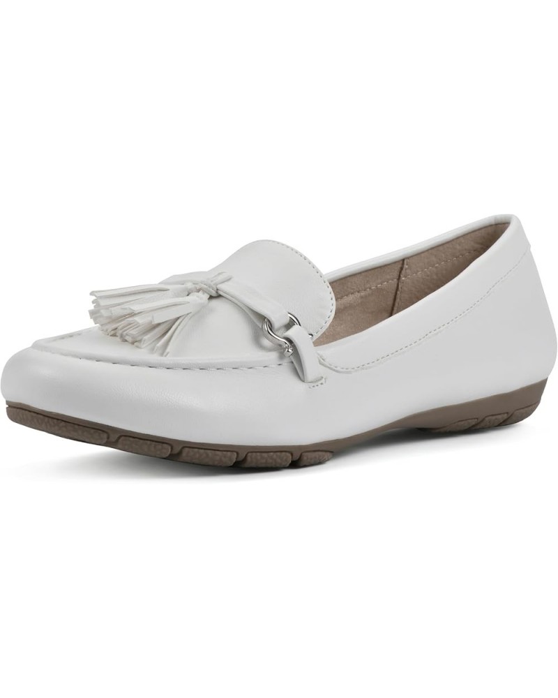 Women's Gush Driving Moccasin Loafer Flat White/Smooth $26.24 Loafers & Slip-Ons