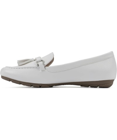 Women's Gush Driving Moccasin Loafer Flat White/Smooth $26.24 Loafers & Slip-Ons