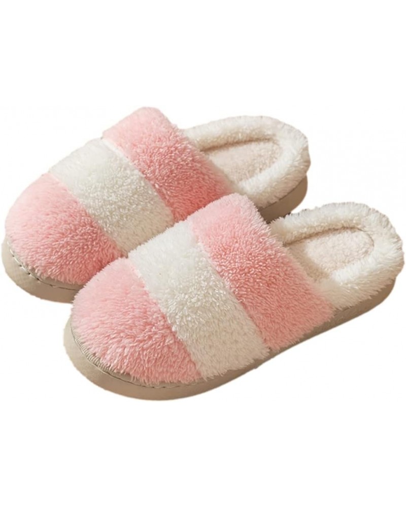 Cotton Slippers, Female Winter Cute Indoor Warm Thick Bottom Plush Slippers Mute Soft Bottom Slippers, Non-Slip Slippers Pink...