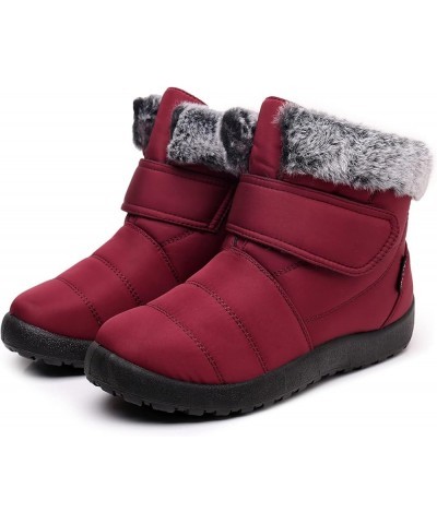 Cowboy Boots Women, Womens Flat Ankle Boots Calf Hook Loop Fur Warm Wide Cowboy Boots Fashion Winter Snow Boots Red $22.98 Boots