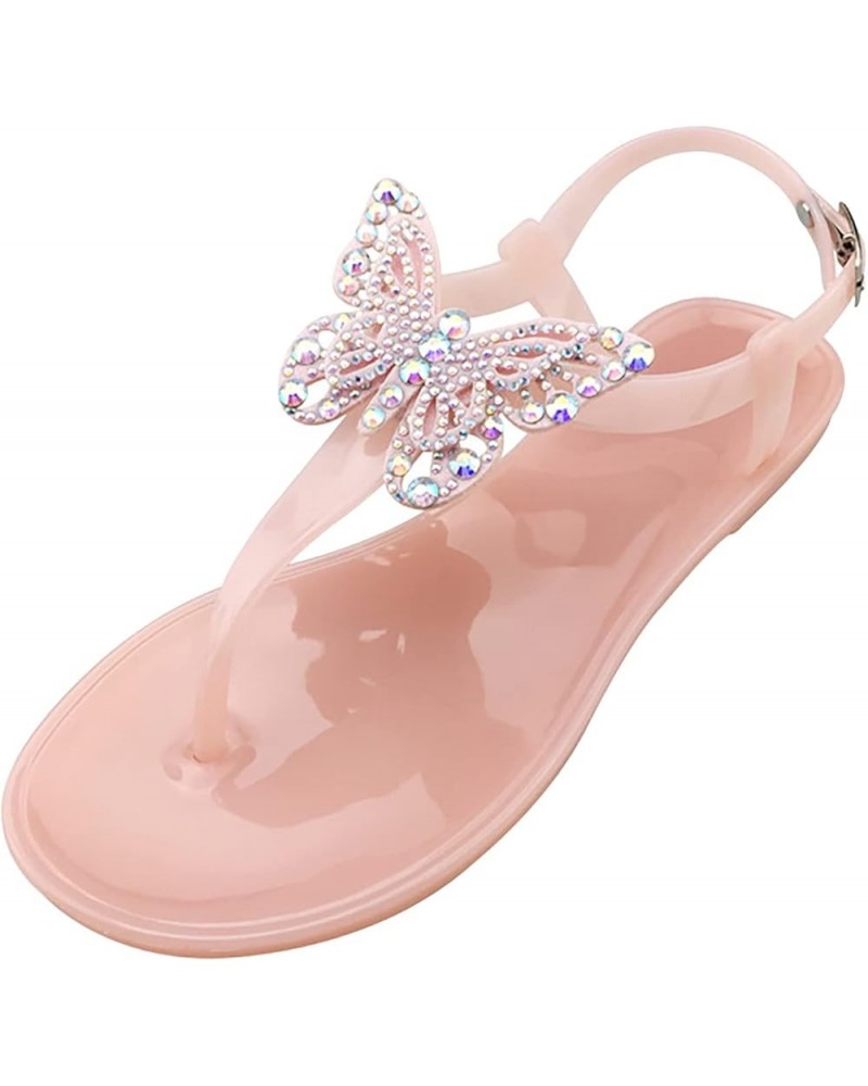 Women's Flat Sandals Sandals Women's Casual Shoes Toe Strap Buckle Fashion Rhinestone Round Women's Sandals 11 Pink $10.98 Sa...