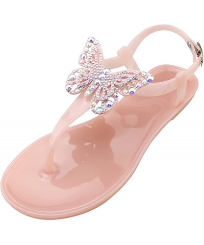 Women's Flat Sandals Sandals Women's Casual Shoes Toe Strap Buckle Fashion Rhinestone Round Women's Sandals 11 Pink $10.98 Sa...