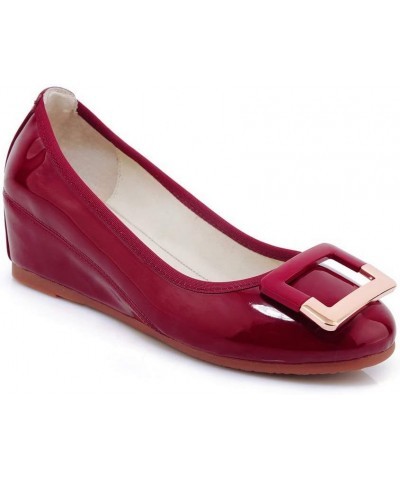 Womens FDC00057 Dress Low-Cut Uppers Novelty Pu Pumps Claret $33.05 Pumps