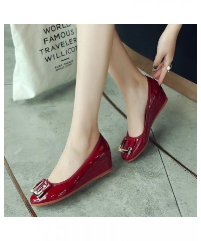 Womens FDC00057 Dress Low-Cut Uppers Novelty Pu Pumps Claret $33.05 Pumps