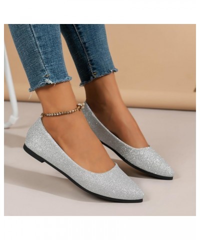 Women's Strappy Lace Up Open Square Toe Ankle Strap Summer Wedges Sandals Braided Flats Shoes 108-htrns-silver-a $10.95 Slippers