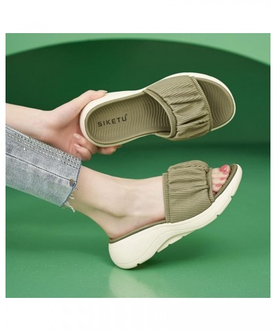 Women's Flat Sandals Classic Stilettos Heeled Flip Flops Stretch with Arch Support Green $21.59 Athletic Shoes