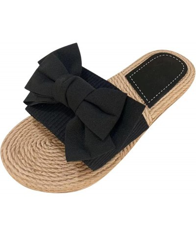 Women Flat Sandals Bowknot Beach Slides Summer Slip On Open Toe Sandals Lightweight Casual Slippers (Beige, 8) Black 10 $7.65...