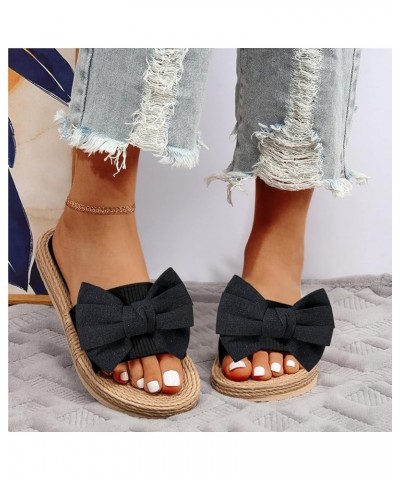 Women Flat Sandals Bowknot Beach Slides Summer Slip On Open Toe Sandals Lightweight Casual Slippers (Beige, 8) Black 10 $7.65...