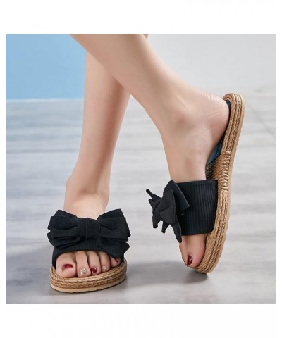 Women Flat Sandals Bowknot Beach Slides Summer Slip On Open Toe Sandals Lightweight Casual Slippers (Beige, 8) Black 10 $7.65...