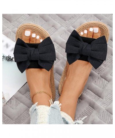 Women Flat Sandals Bowknot Beach Slides Summer Slip On Open Toe Sandals Lightweight Casual Slippers (Beige, 8) Black 10 $7.65...