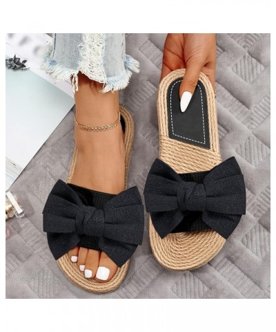 Women Flat Sandals Bowknot Beach Slides Summer Slip On Open Toe Sandals Lightweight Casual Slippers (Beige, 8) Black 10 $7.65...