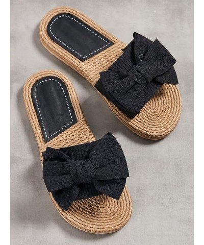 Women Flat Sandals Bowknot Beach Slides Summer Slip On Open Toe Sandals Lightweight Casual Slippers (Beige, 8) Black 10 $7.65...