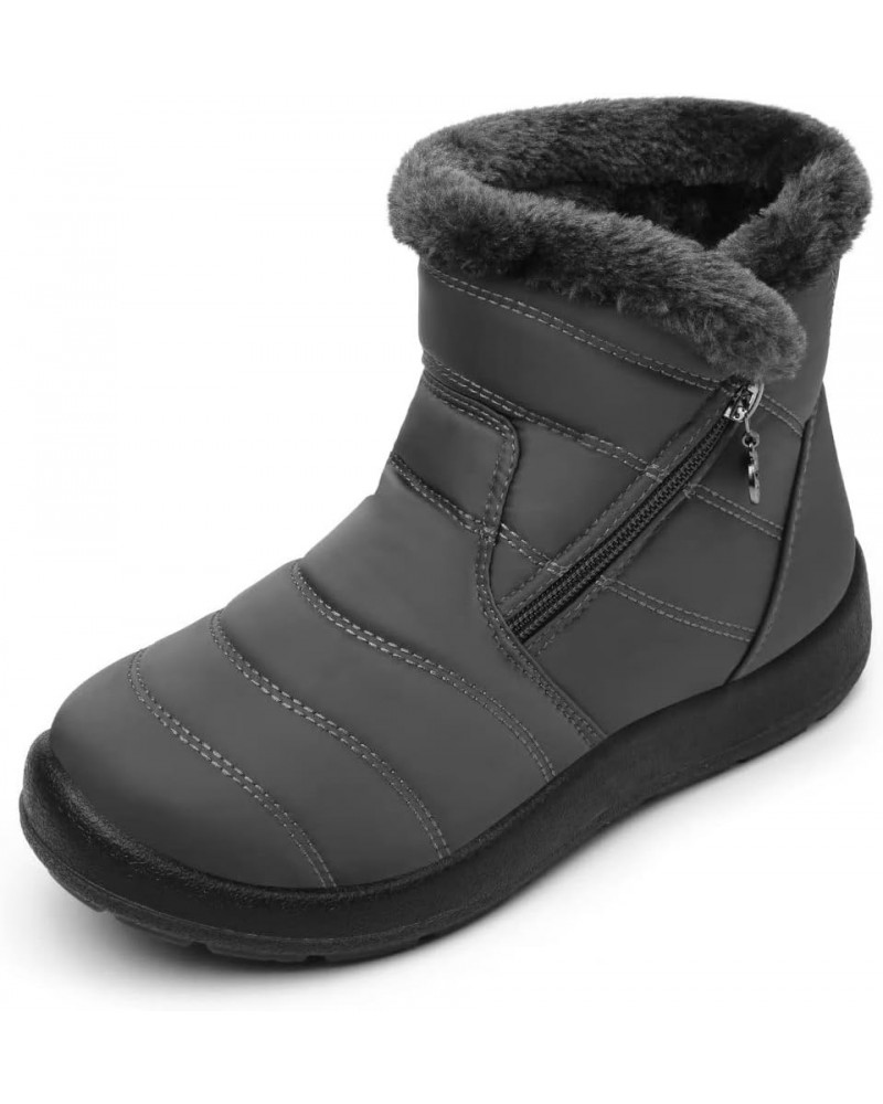 Winter Snow Zip Up Boots for Women, Fur Lined Warm Ankle Booties, Outdoor Anti-slip Waterproof Comfortable Short Boot, Botas ...