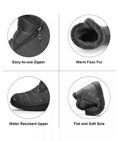 Winter Snow Zip Up Boots for Women, Fur Lined Warm Ankle Booties, Outdoor Anti-slip Waterproof Comfortable Short Boot, Botas ...