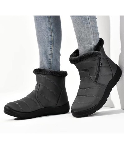 Winter Snow Zip Up Boots for Women, Fur Lined Warm Ankle Booties, Outdoor Anti-slip Waterproof Comfortable Short Boot, Botas ...