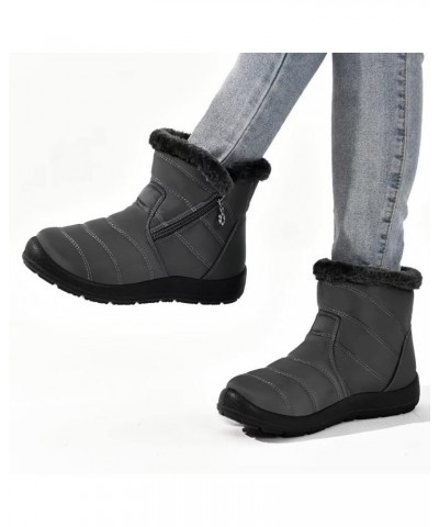 Winter Snow Zip Up Boots for Women, Fur Lined Warm Ankle Booties, Outdoor Anti-slip Waterproof Comfortable Short Boot, Botas ...