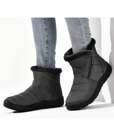 Winter Snow Zip Up Boots for Women, Fur Lined Warm Ankle Booties, Outdoor Anti-slip Waterproof Comfortable Short Boot, Botas ...