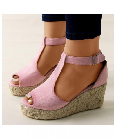 Women Ladies Fashion Peep Toe Wedges Platforms Crystal High Heels Shoes Sandals Z 14-pink $17.23 Sandals